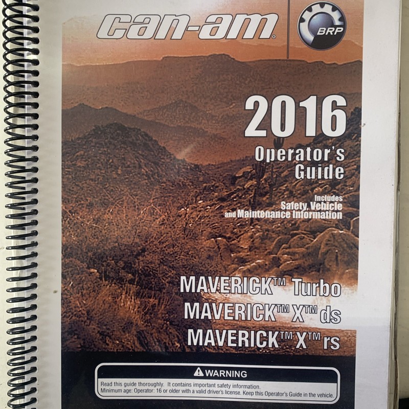2016 Can-Am Maverick X DS 1000R Owner’s Manual: 164 Pages & Protective Covers!