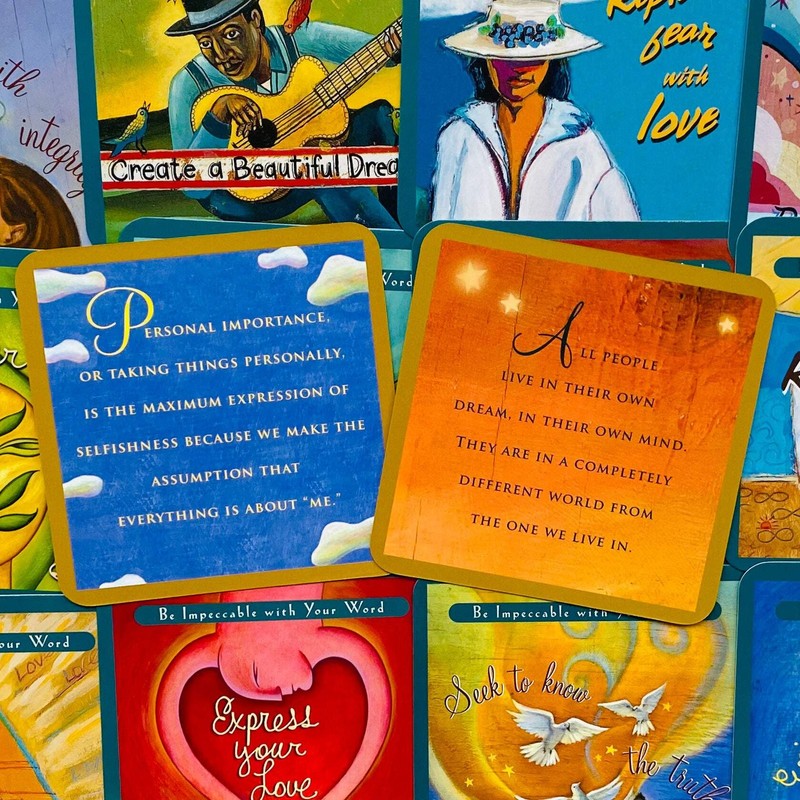 The Four Agreements Cards Don Miguel Ruiz Transformation Oracle With Bag gallery