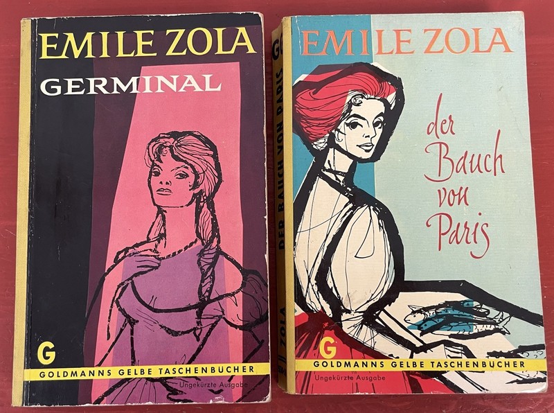 Lot of 2 VTG 1950s Émile Zola German Lang. Novels Paperback GG Goldmanns Gelbe