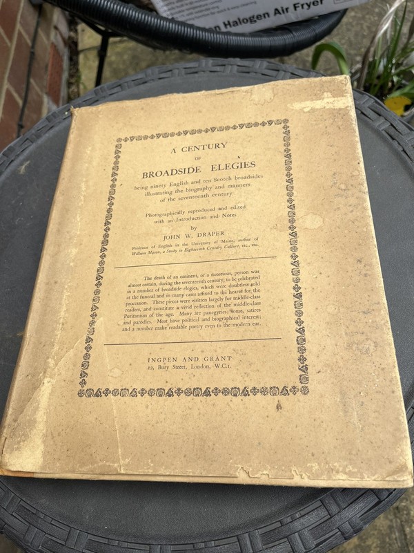 1928 A Century of Broadside Elegies being Ninety English and Ten Scotch Draper
