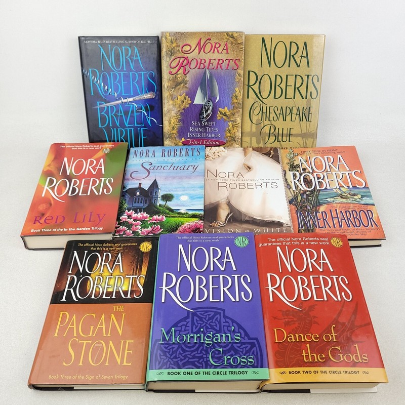 Lot of 10 Nora Roberts Romance Novels HC/DJ 1x 3-in-1 Total of 12 Books