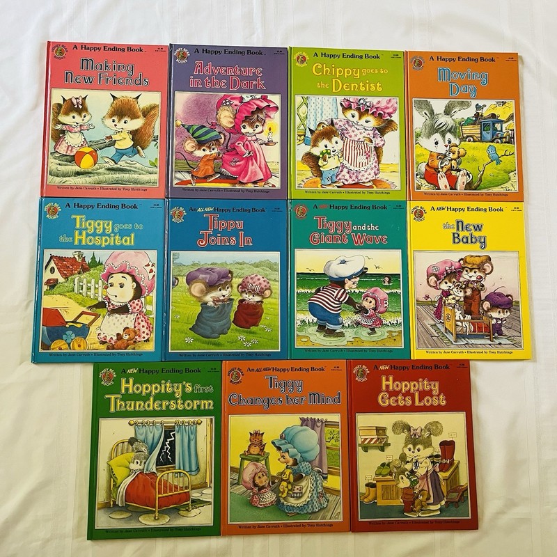 Vintage 1980s Honey Bear A Happy Ending Books by Jane Carruth Large HC Set of 11