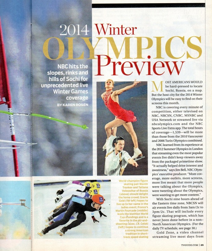 TV GUIDE Magazine February 3-16 2014 Shaun White Gracie Gold Winter Olympics gallery