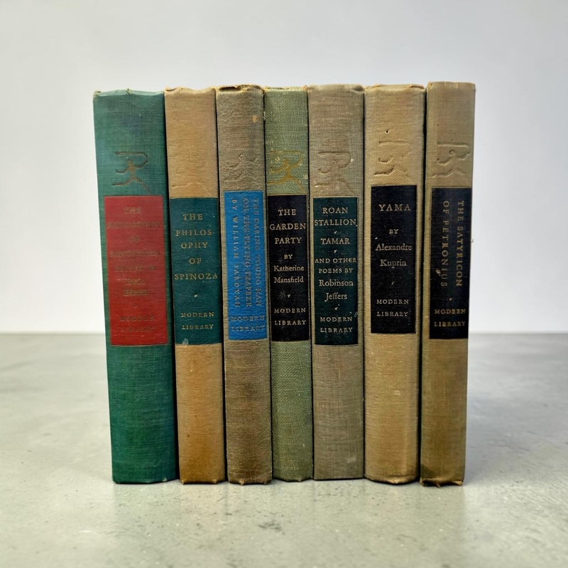 ​Vintage Modern Library Books Lot of 7 1930s Hardcover Classics Decorative Ficti