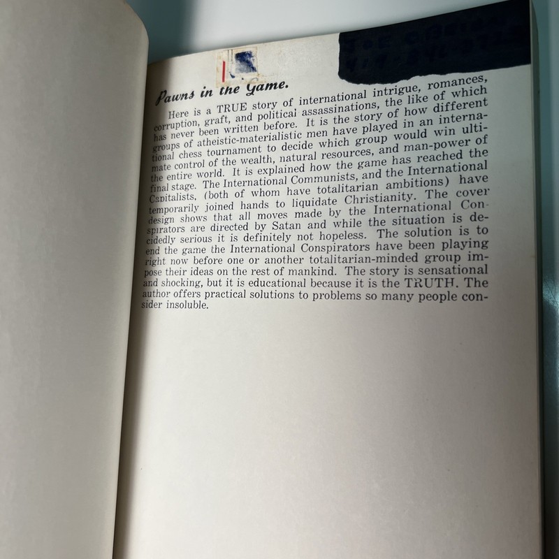 Rare Book "Pawns In The Game" by William Guy Carr gallery