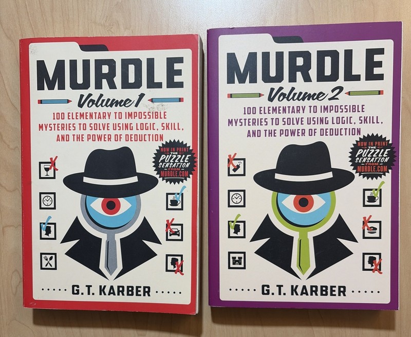 Murdle: Volume 1 & 2 Karber Mystery Book Lot Codes Clues