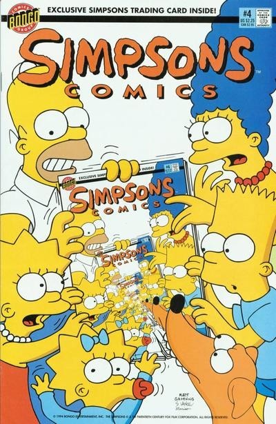 Bongo comics Simpsons #4 with card Homer American Edition Vfn+/NM- FREE UK POST