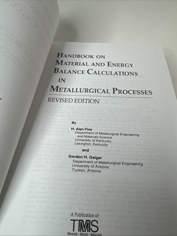 Handbook on Material and Energy Balance by Fine; Geiger, Gordo gallery