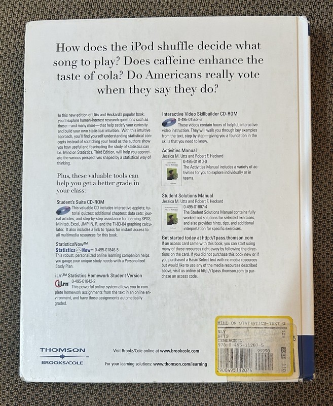 Mind On Statistics 3rd Edition By Jessica M. Utts & Robert F. Heckard Textbook gallery