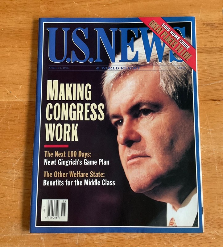U.S. News & World Report Magazine 1995 Newt Gingrich No Label Newsstand