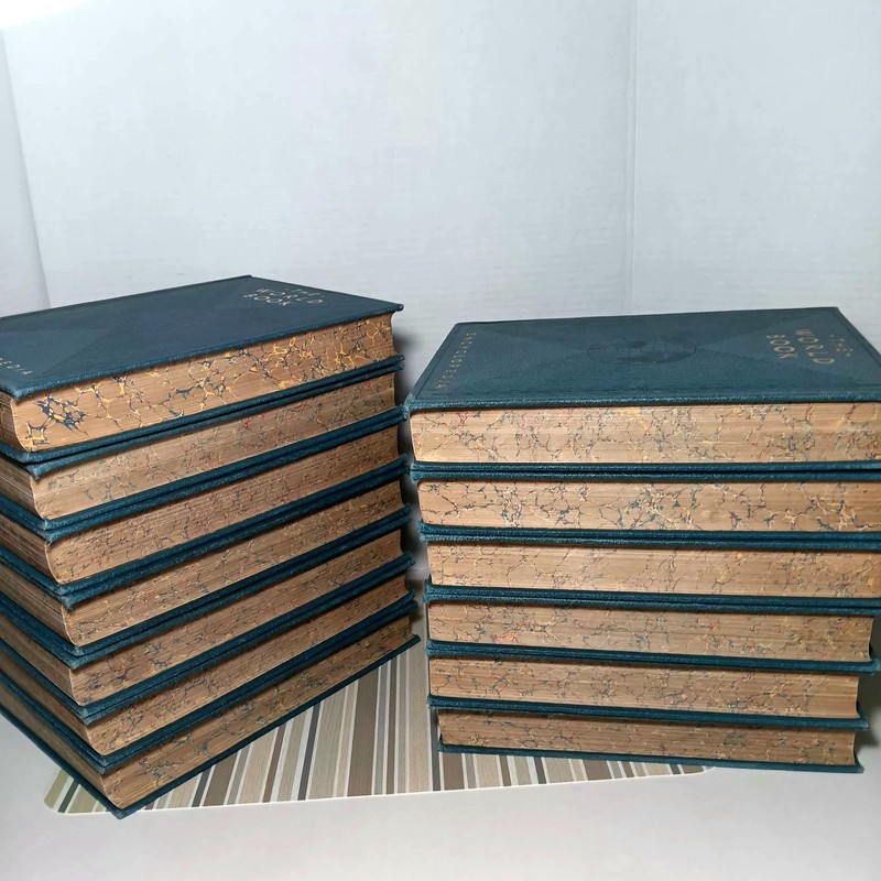Antique 1930 World Book Encyclopedia Set Volumes 1-12 & Guide Leather Marbled gallery
