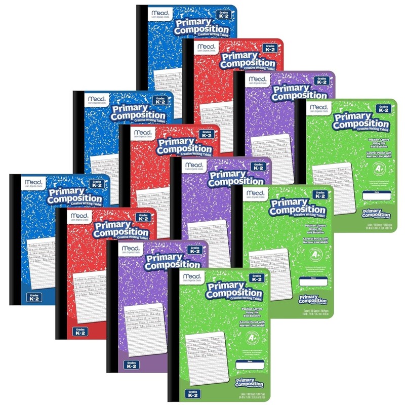 Primary Composition Book, Grades K-2, 7.5″ x 9.75″, 12 Pack