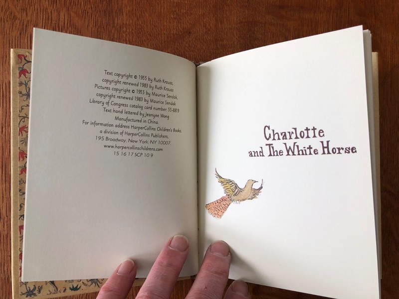 Charlotte & the White Horse - Ruth Krauss - Sendak - 1983 - Hardcover - DJ gallery