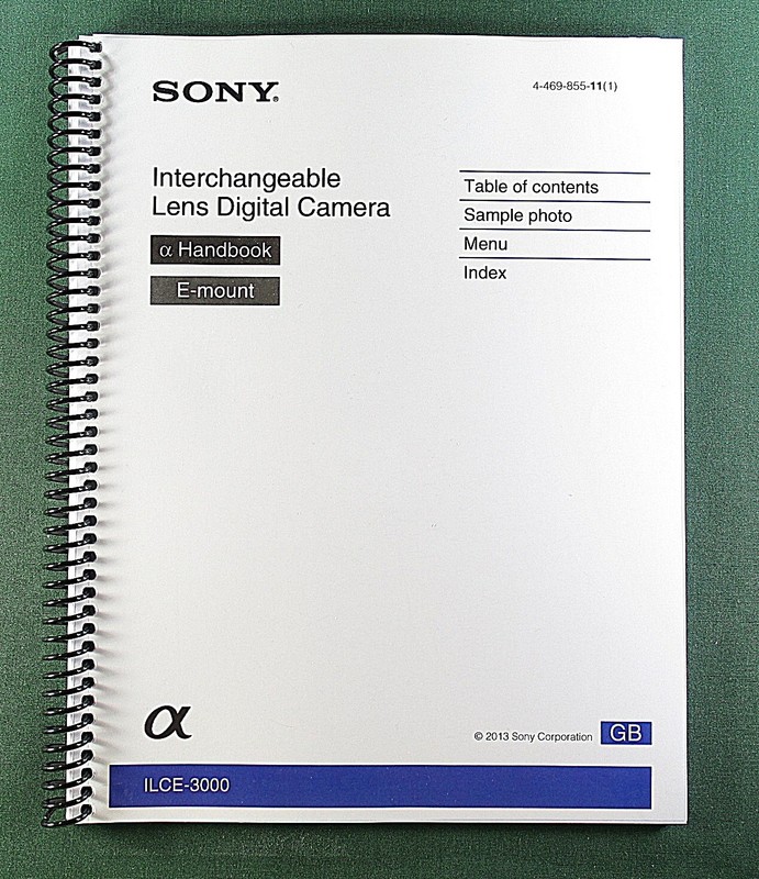 Sony ILCE-3000 Handbook Manual: Full Color 195 Pages & Protective Covers!