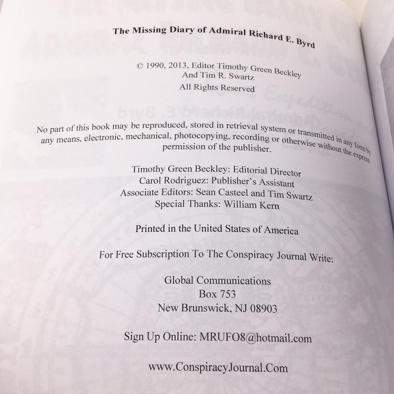 The Missing Diary Of Admiral Richard E. Byrd By Timothy Green Beckley 2013 gallery