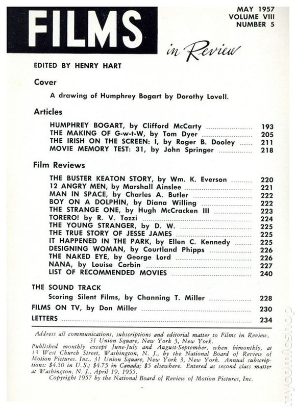 Films in Review Vol. 8 #5 VG- 3.5 1957 Low Grade gallery