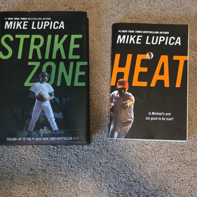 Mike Lupica Lot of 2: Strike Zone & Heat Hardcover Juvenile Fiction Baseball DJ