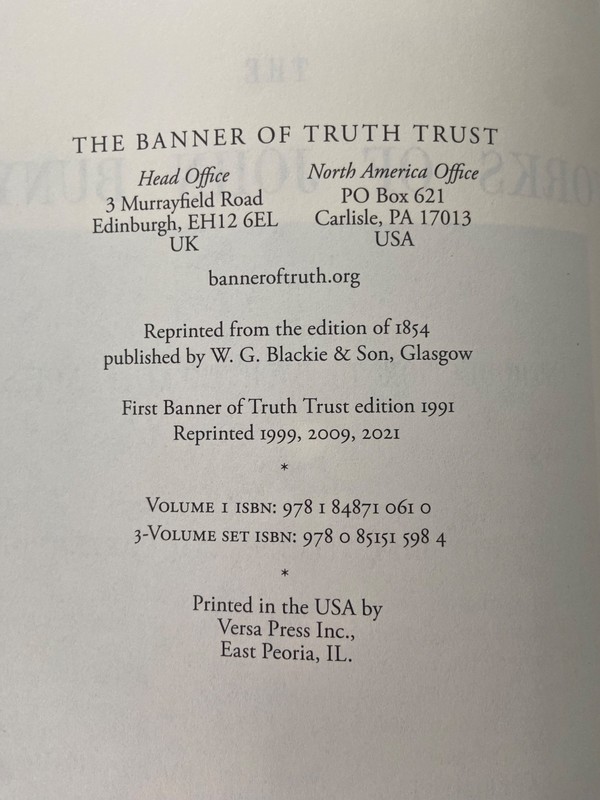 The Works of John Bunyan 3 Volume SET ~ Banner Truth 1991 Edition 2021 Printing gallery