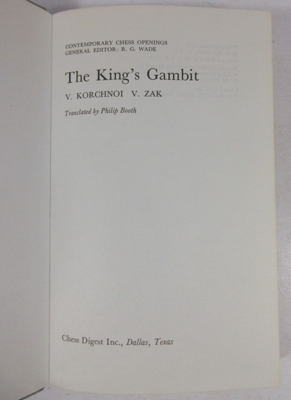1st ED 1975 "The King's Gambit" Viktor Korchnoi, Vladimir Zak Chess HARDBACK DJ gallery