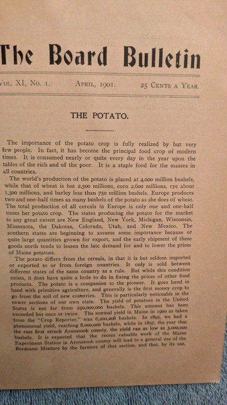 Bulletin Of The Maine Board Of Agriculture: THE POTATO, April 1901, PB, 39 Pages gallery