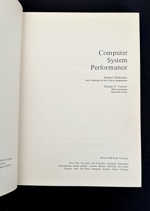 COMPUTER SYSTEM PERFORMANCE ~ Hellerman & Conroy RARE 1st/1st HC/DJ 1972 IT VG+ gallery