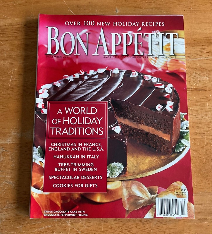 Bon Appetit Magazine December 2001 Holiday Traditions 100 New Holiday Recipes