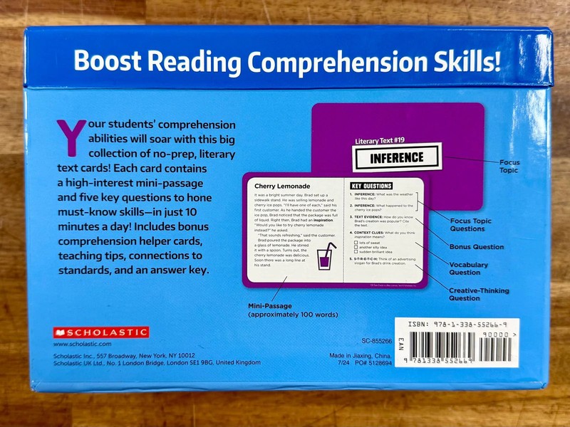 100 Task Cards in a Box: Literary Text, Grades 4-6 - VG gallery