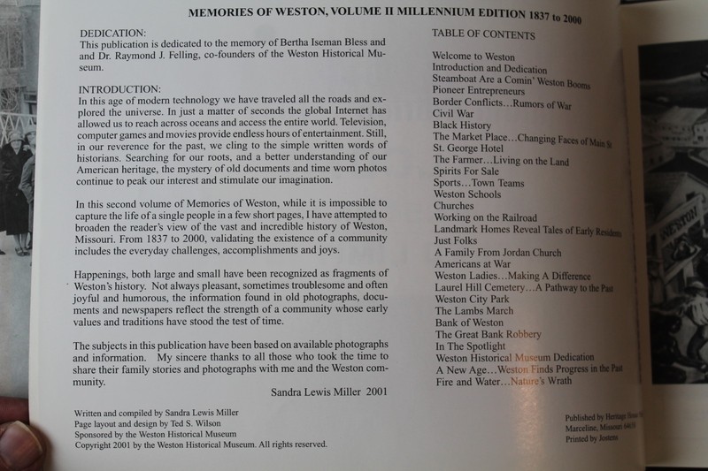 Memories of Weston Missouri Vol II Millennium Edition 1837-2000 History Book gallery