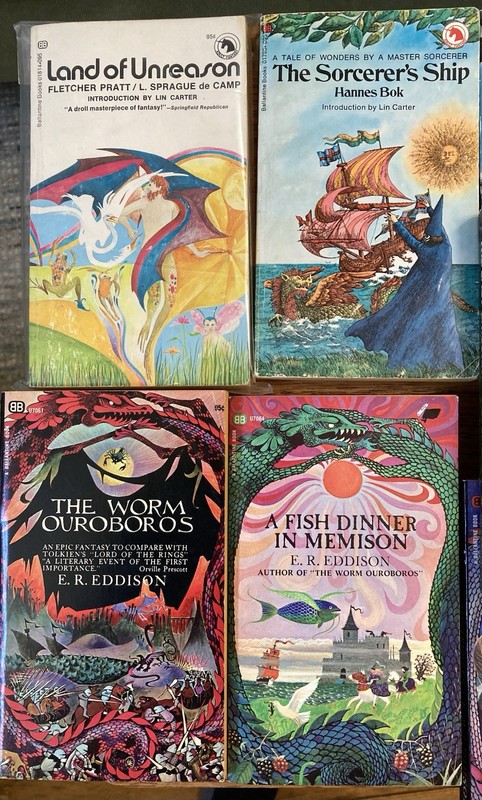 Ballantine Fantasy Paperback Lot of 11 The Last Unicorn, Worm Ouroboros gallery