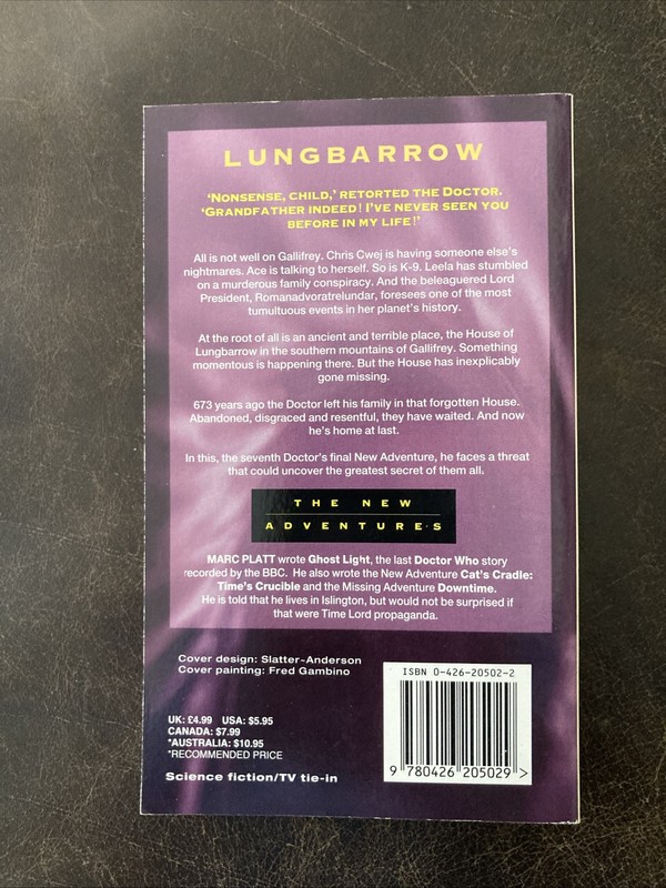 Lungbarrow (Doctor Who : The New Adventures) Virgin Publication - Very Rare gallery