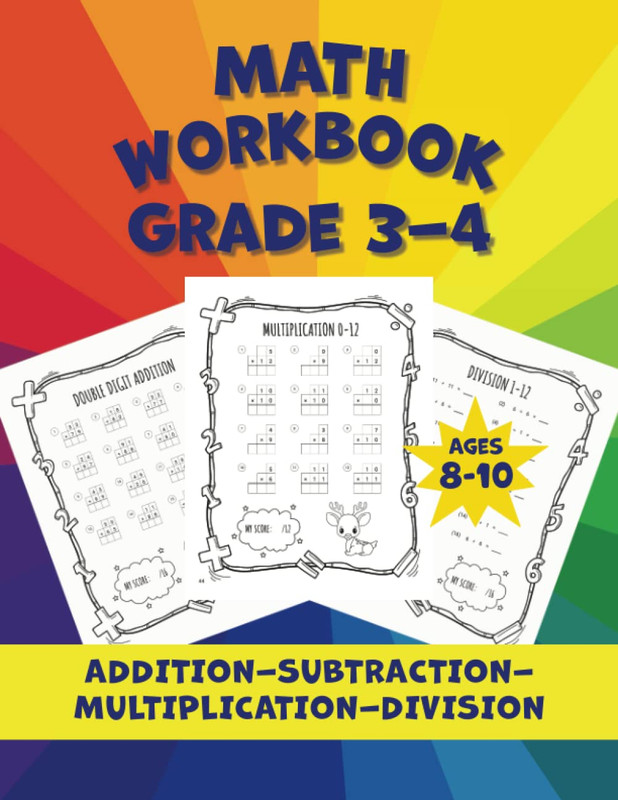 Math Workbook Grade 3-4: Addition, Subtraction, Multiplication and Division Work gallery