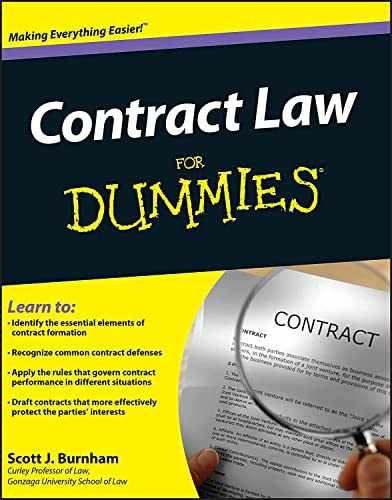 Contract Law For Dummies – Paperback, by Burnham Scott J. – Acceptable