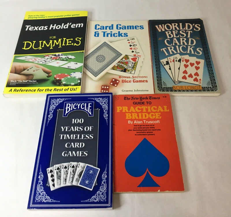 Lot of 5 Nonfiction Books – Card Games – Bridge Tricks Texas Hold ‘em