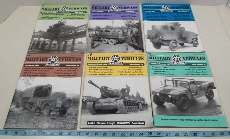 Lot of 6 Vintage Military Vehicles No. 71 72 73 74 75 76 Magazines All of 1999