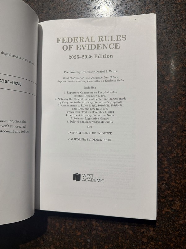 Federal Rules of Evidence 2025-2026 Daniel J Capra West Academic gallery