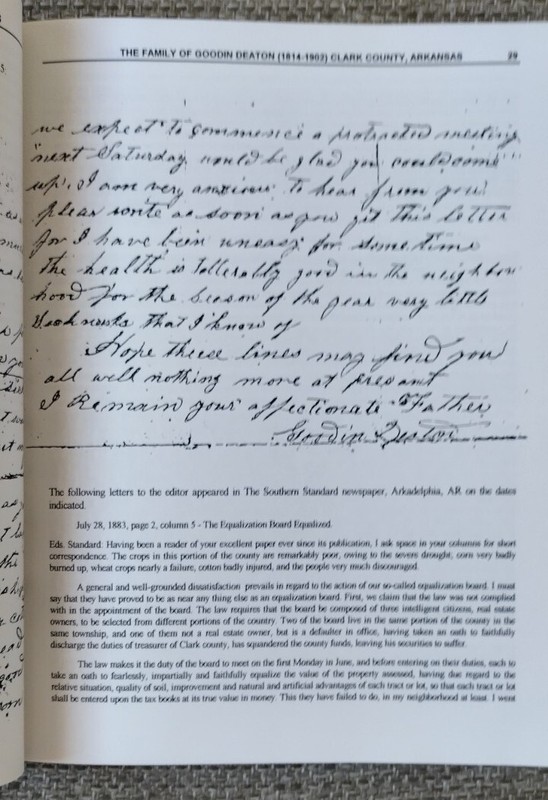 Family of Goodin Deaton 1814-1902 Clark County Arkansas Tilmon Howell HC gallery