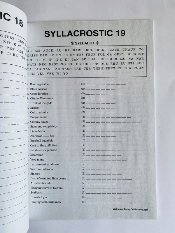 Lot of 2 Syllacrostics Penny Press Selected Variety Puzzles Dell 161-162 quotes gallery