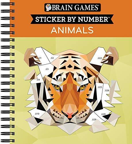 Brain Games – Sticker by Number: Animals – 2 Books in 1 (42 Images to Sticker)