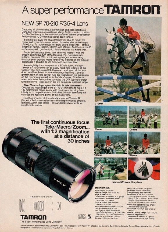 Tamron – 70-210mm Lens – Original Magazine Ad –
