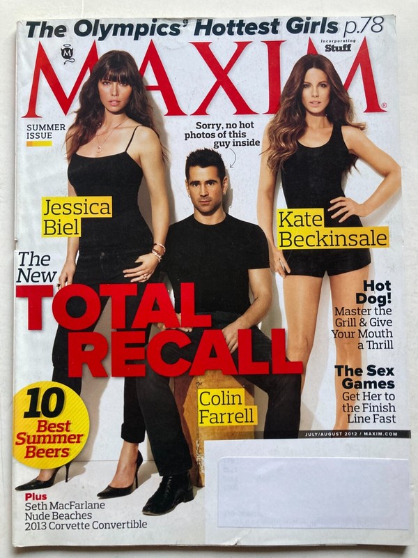 JESSICA BIEL / KATE BECKINSALE / COLIN FARRELL July 2012 MAXIM Magazine