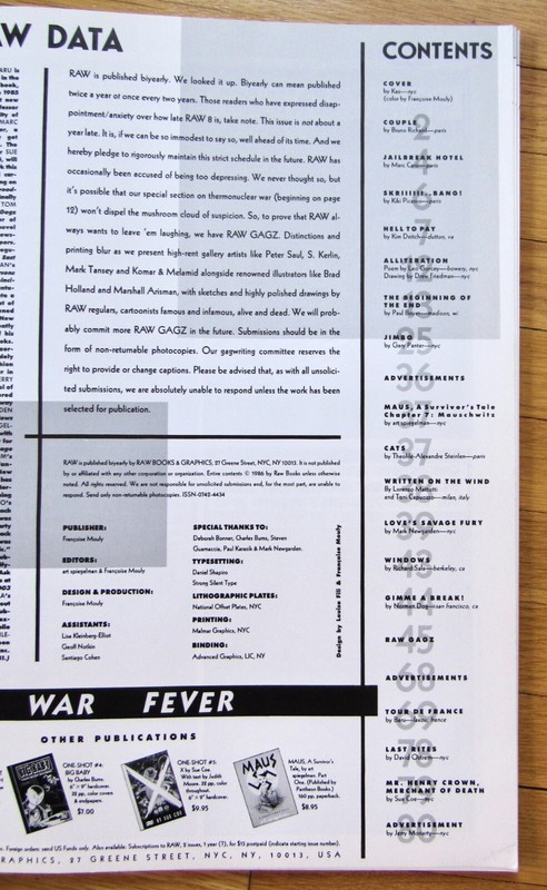 RAW NUMBER EIGHT Art Spiegelman & Francoise Mouly 1986 w/MAUS Chapter 7 VGC gallery