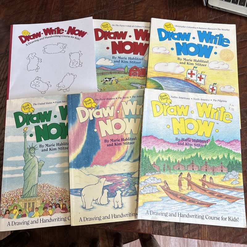 Draw Write Now- Lot Of Books 1-5 & Notebook Homeschool Drawing & Handwriting