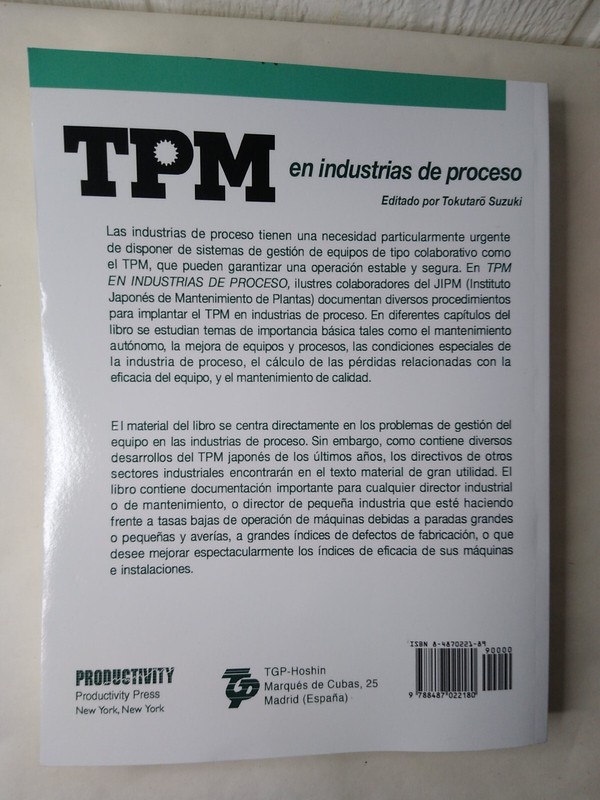 TPM En Industrias De Proceso Spanish Edition Paperback Book gallery