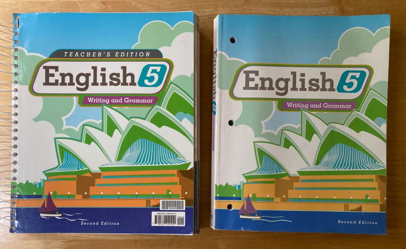 English 5 Student Worktext and Teachers Edition BJU Press Writing & Grammar