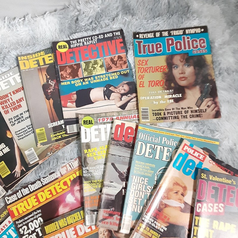 Vintage Lot of 17 Police Detective Magazines Late 1970s True Crime Stories Pulp gallery
