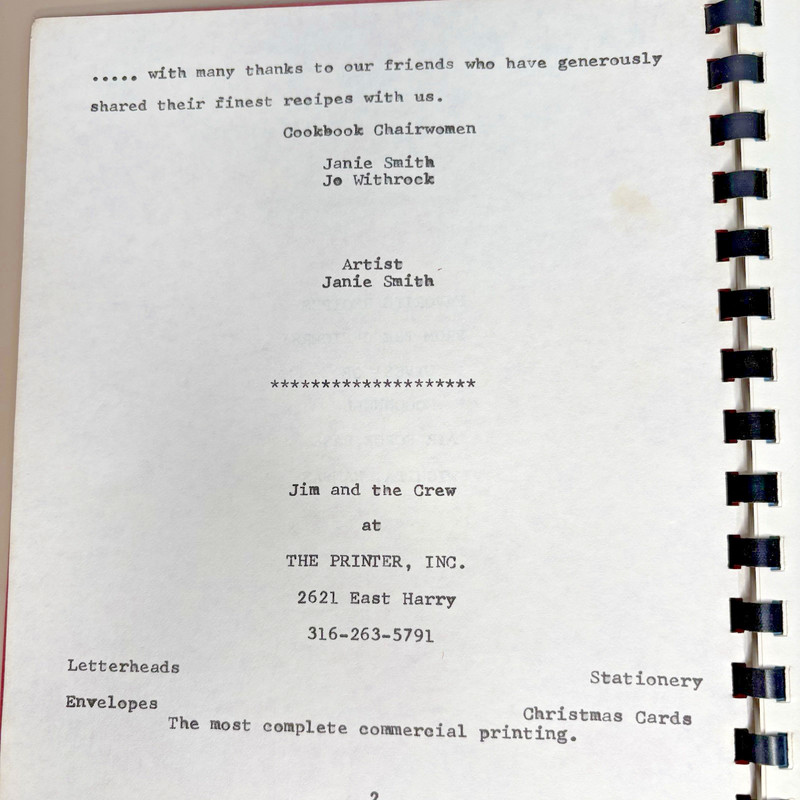 McConnell AFB, Kansas, Officers Wives Club Cookbook. 1980's 136 Pages. gallery