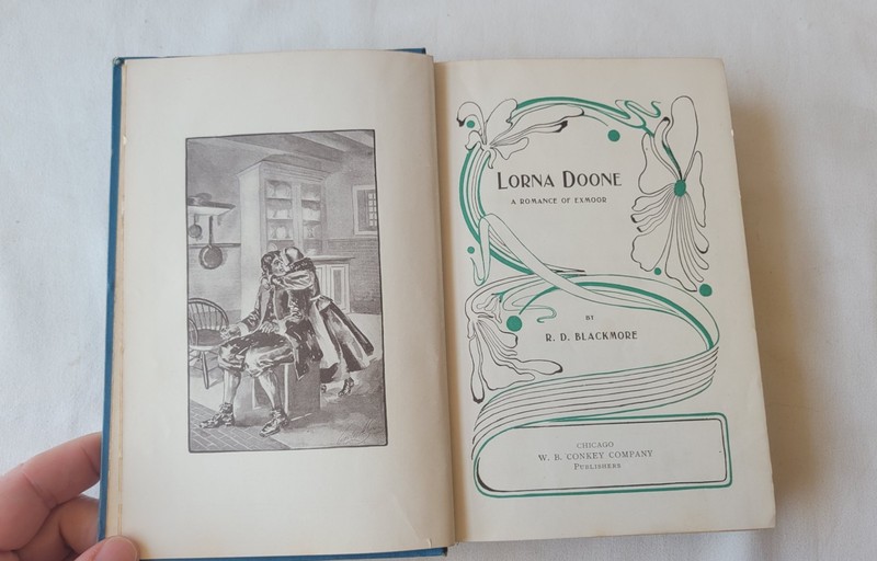 Lorna Doone by W.B. Conkey Art Nouveau Blue Gold Gift Edition Antique 1900 gallery
