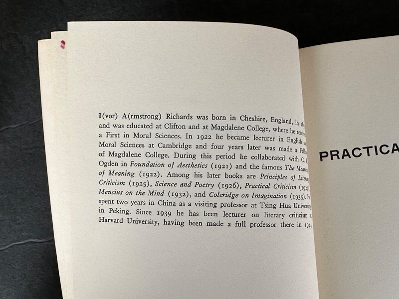 Practical Criticism I A Richards Milton Glaser Cover Design VINTAGE Paperback gallery