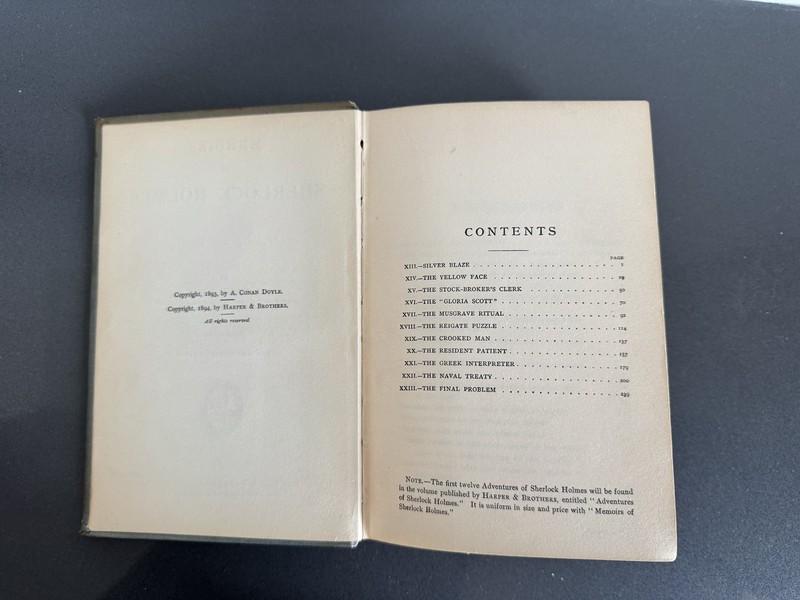 FIRST EDITON Memoirs of Sherlock Holmes by Sir Arthur Conan Doyle 1st ed gallery