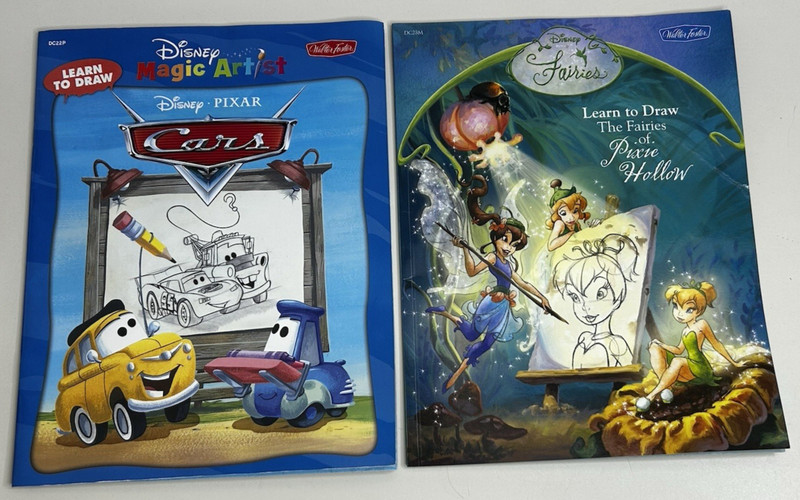 Walter Foster Learn to Draw Disney Lot of 2 Fairies of Pixie Hollow and Cars